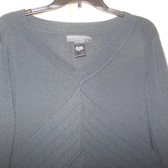 Geoffrey Beene Sport black fine gauge knit dressy v-neck sweater size XL - Picture 4 of 7